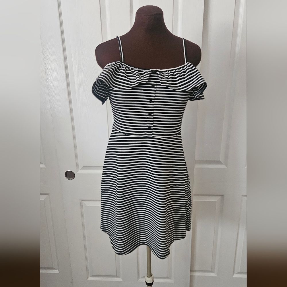 Black and White Striped Off-Shoulder Top Shop Dress